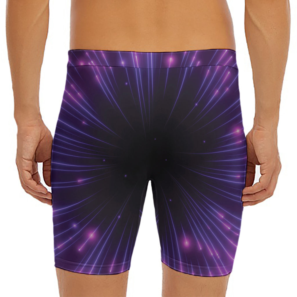 Purple Hyperspace Print Men's Long Boxer Briefs