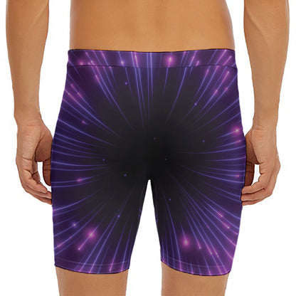 Purple Hyperspace Print Men's Long Boxer Briefs