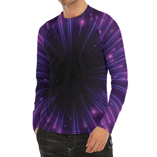 Purple Hyperspace Print Men's Long Sleeve Rash Guard