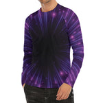 Purple Hyperspace Print Men's Long Sleeve Rash Guard