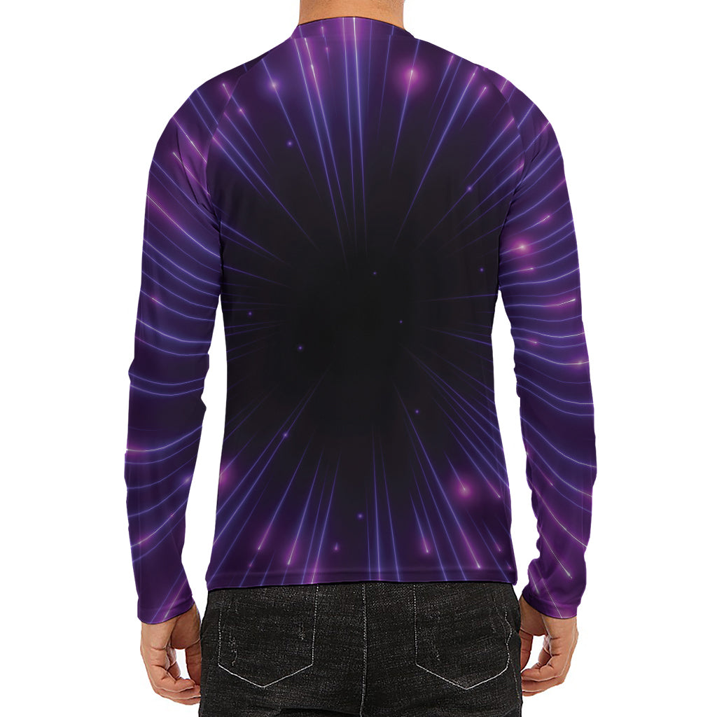 Purple Hyperspace Print Men's Long Sleeve Rash Guard