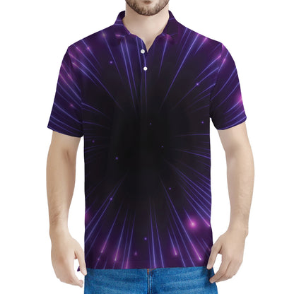 Purple Hyperspace Print Men's Polo Shirt