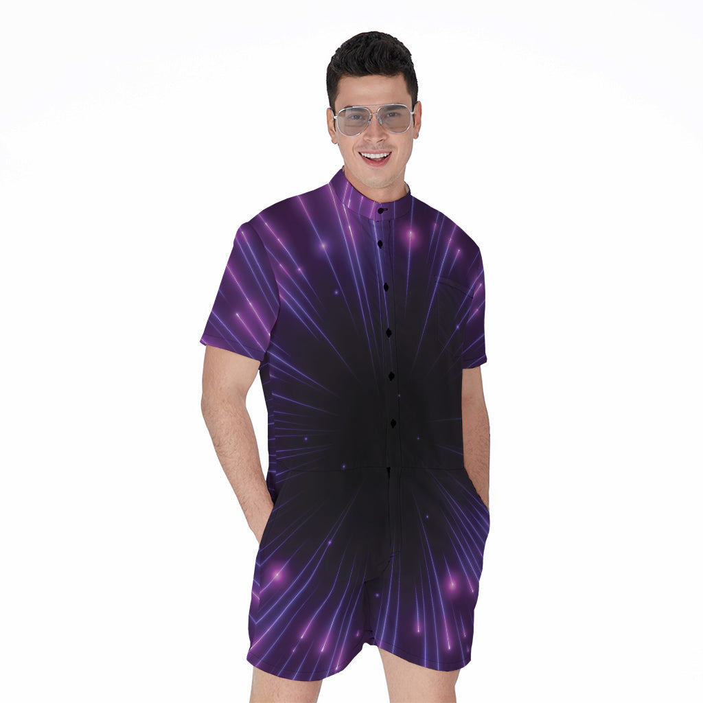 Purple Hyperspace Print Men's Rompers