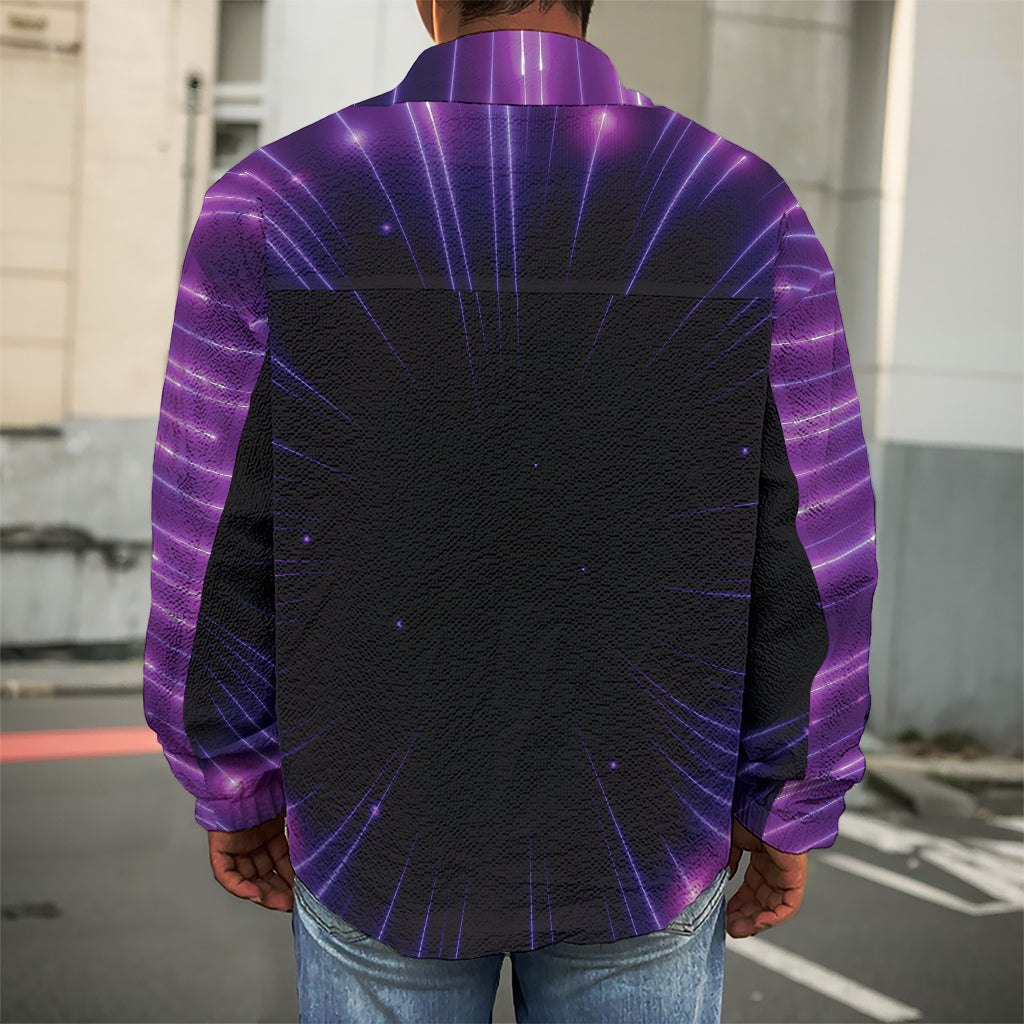 Purple Hyperspace Print Men's Shirt Jacket