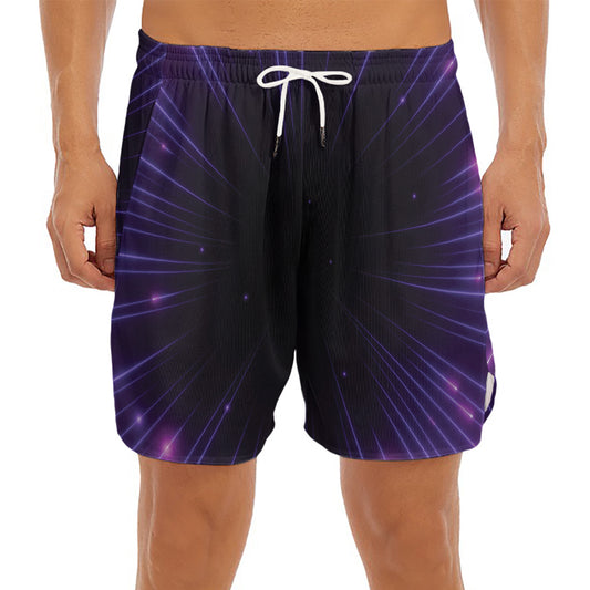 Purple Hyperspace Print Men's Split Running Shorts
