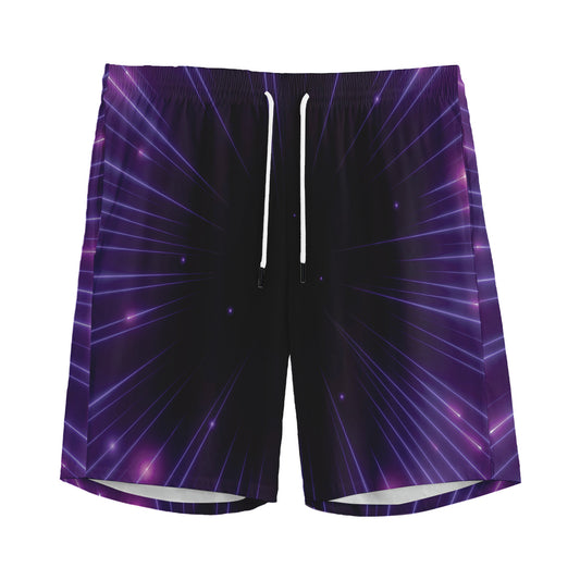 Purple Hyperspace Print Men's Sports Shorts