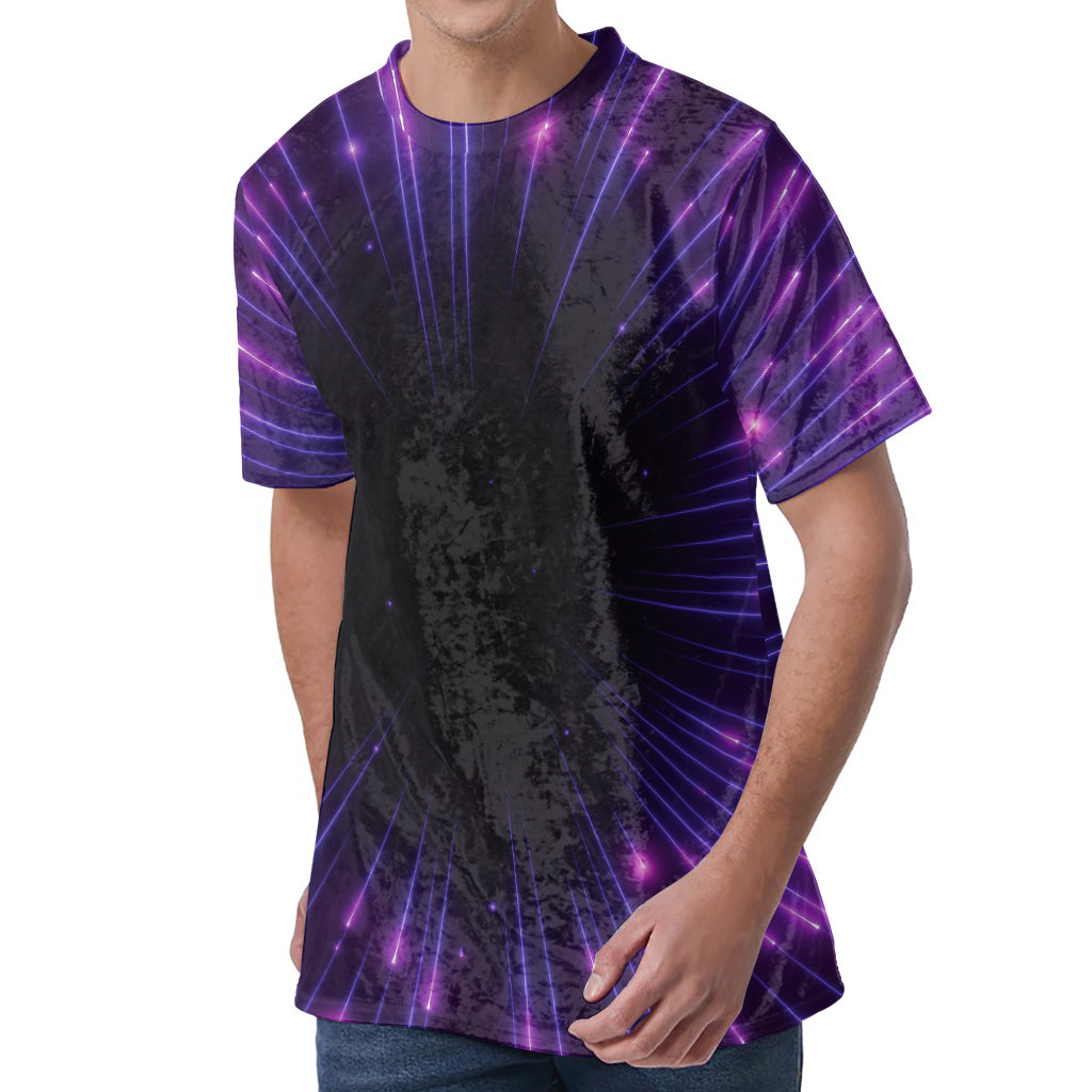 Purple Hyperspace Print Men's Velvet T-Shirt