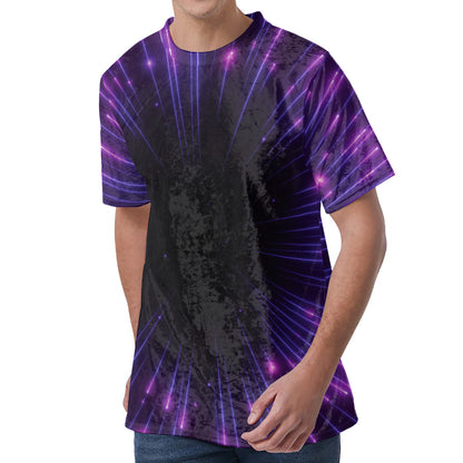 Purple Hyperspace Print Men's Velvet T-Shirt