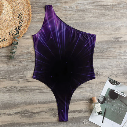 Purple Hyperspace Print One Shoulder Bodysuit