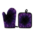 Purple Hyperspace Print Oven Mitt And Pot Holder Set