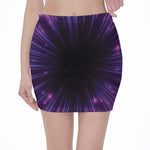 Purple Hyperspace Print Pencil Mini Skirt