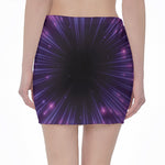 Purple Hyperspace Print Pencil Mini Skirt