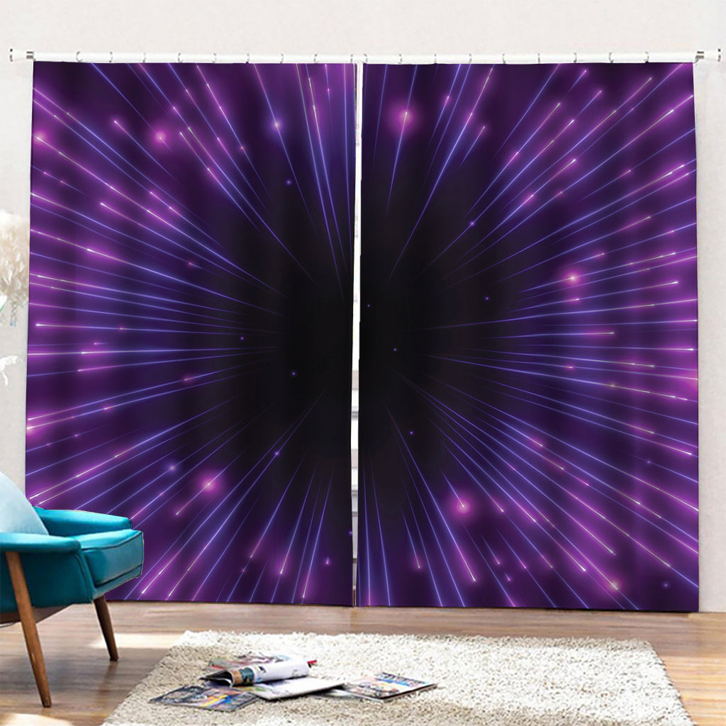 Purple Hyperspace Print Pencil Pleat Curtains