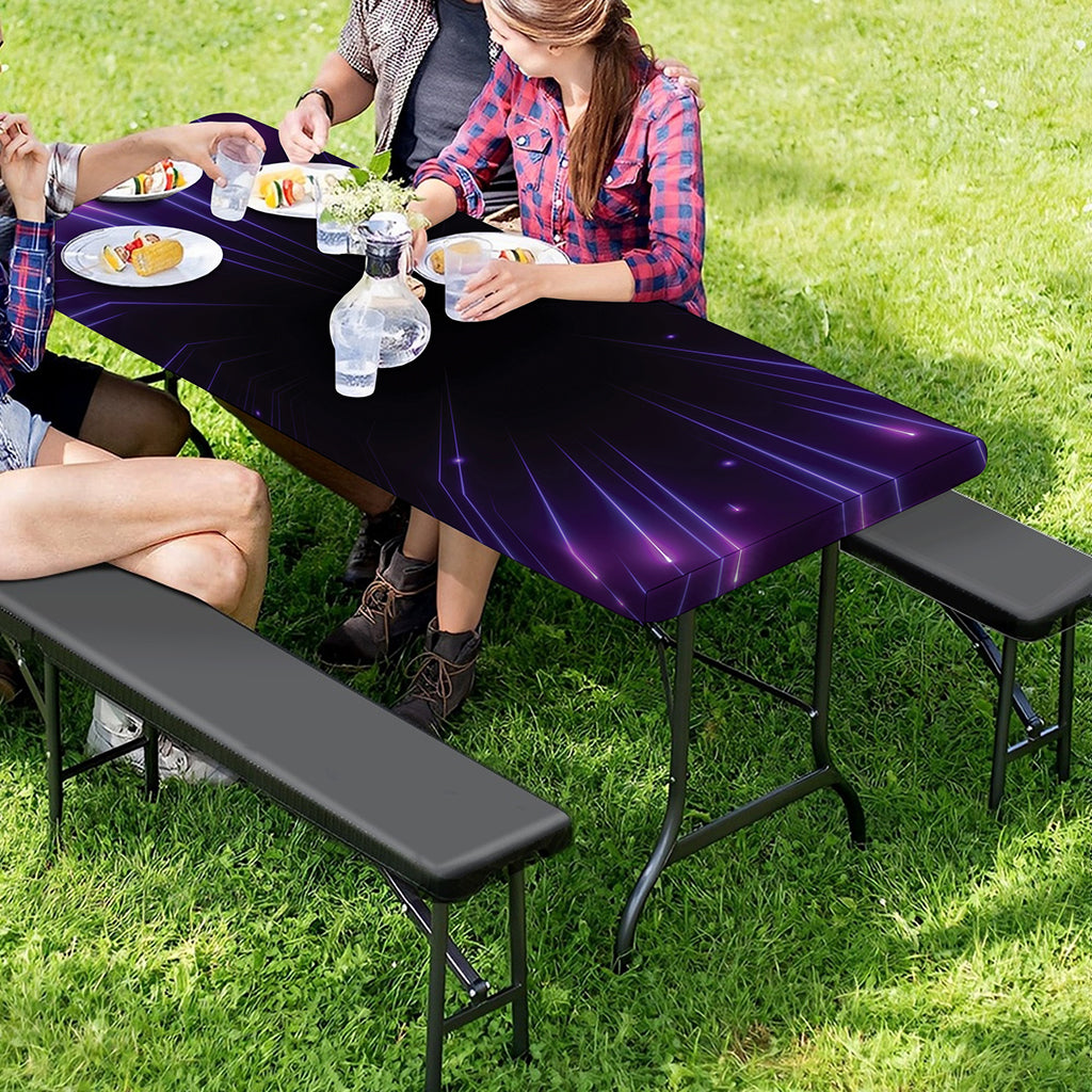 Purple Hyperspace Print Picnic Table Cover