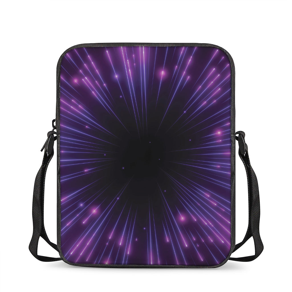 Purple Hyperspace Print Rectangular Crossbody Bag