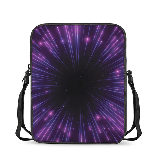 Purple Hyperspace Print Rectangular Crossbody Bag