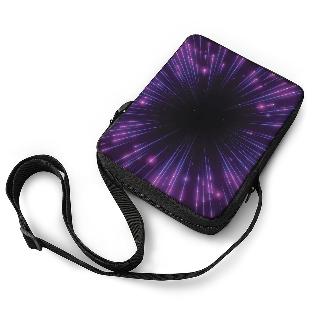 Purple Hyperspace Print Rectangular Crossbody Bag