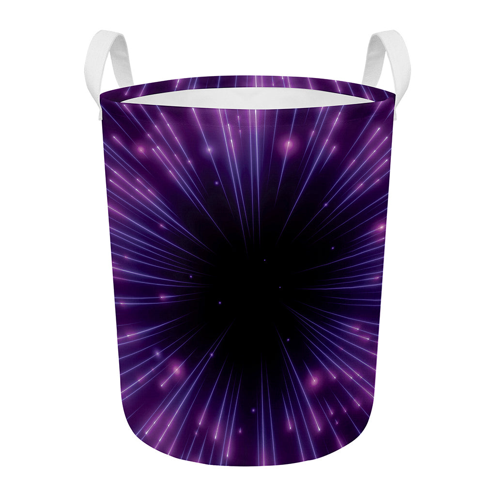 Purple Hyperspace Print Round Laundry Basket