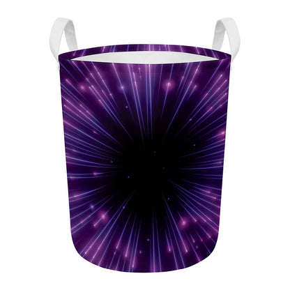 Purple Hyperspace Print Round Laundry Basket