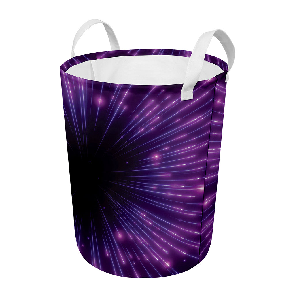 Purple Hyperspace Print Round Laundry Basket