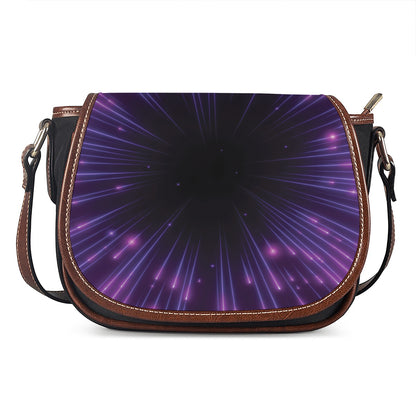 Purple Hyperspace Print Saddle Bag