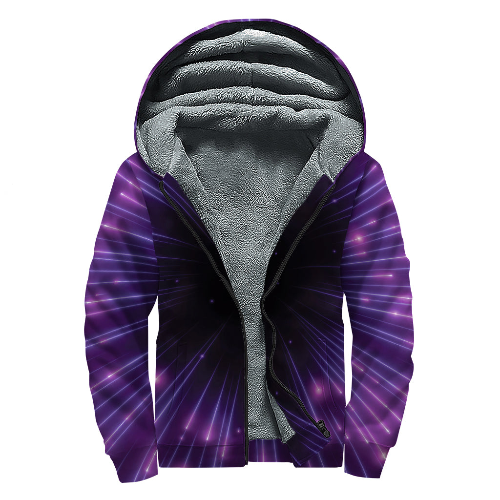 Purple Hyperspace Print Sherpa Lined Zip Up Hoodie