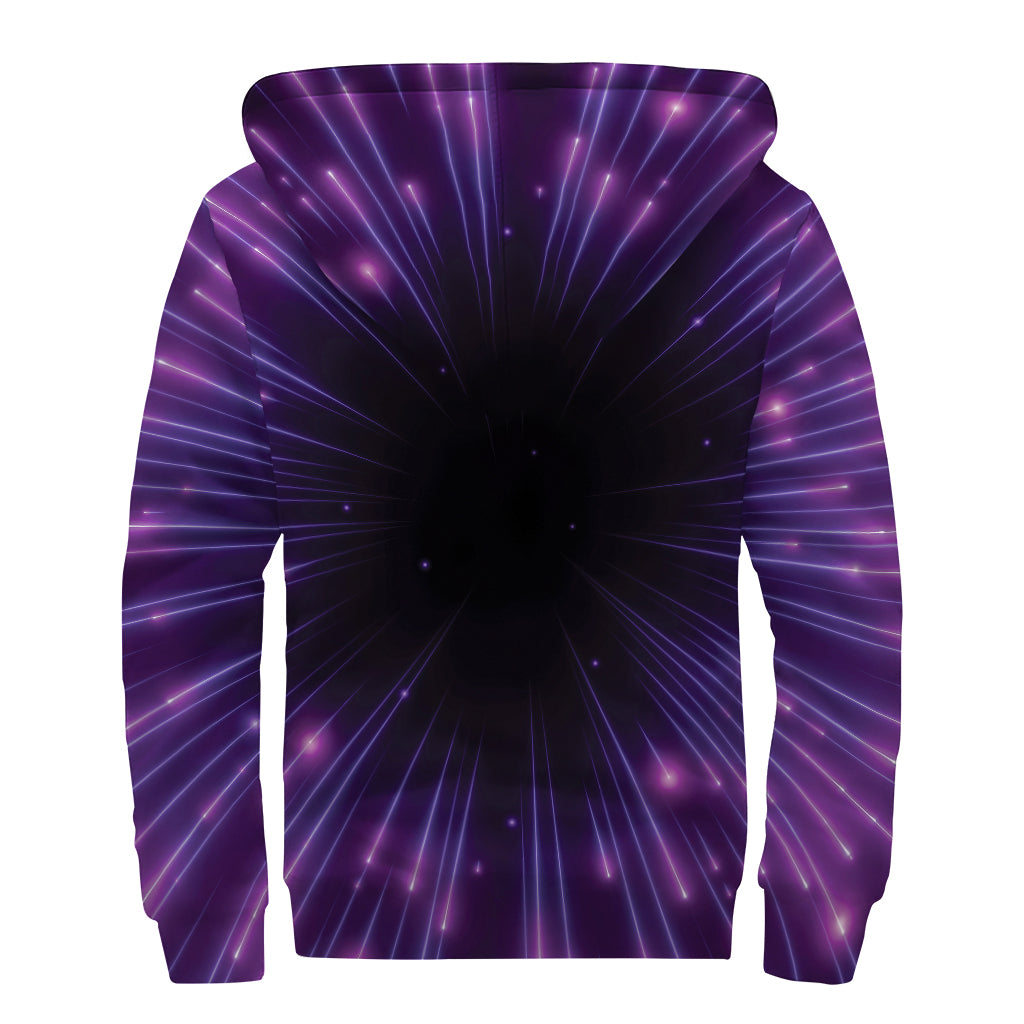 Purple Hyperspace Print Sherpa Lined Zip Up Hoodie