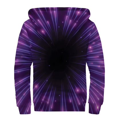 Purple Hyperspace Print Sherpa Lined Zip Up Hoodie