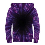 Purple Hyperspace Print Sherpa Lined Zip Up Hoodie
