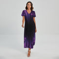 Purple Hyperspace Print Short Sleeve Maxi Dress