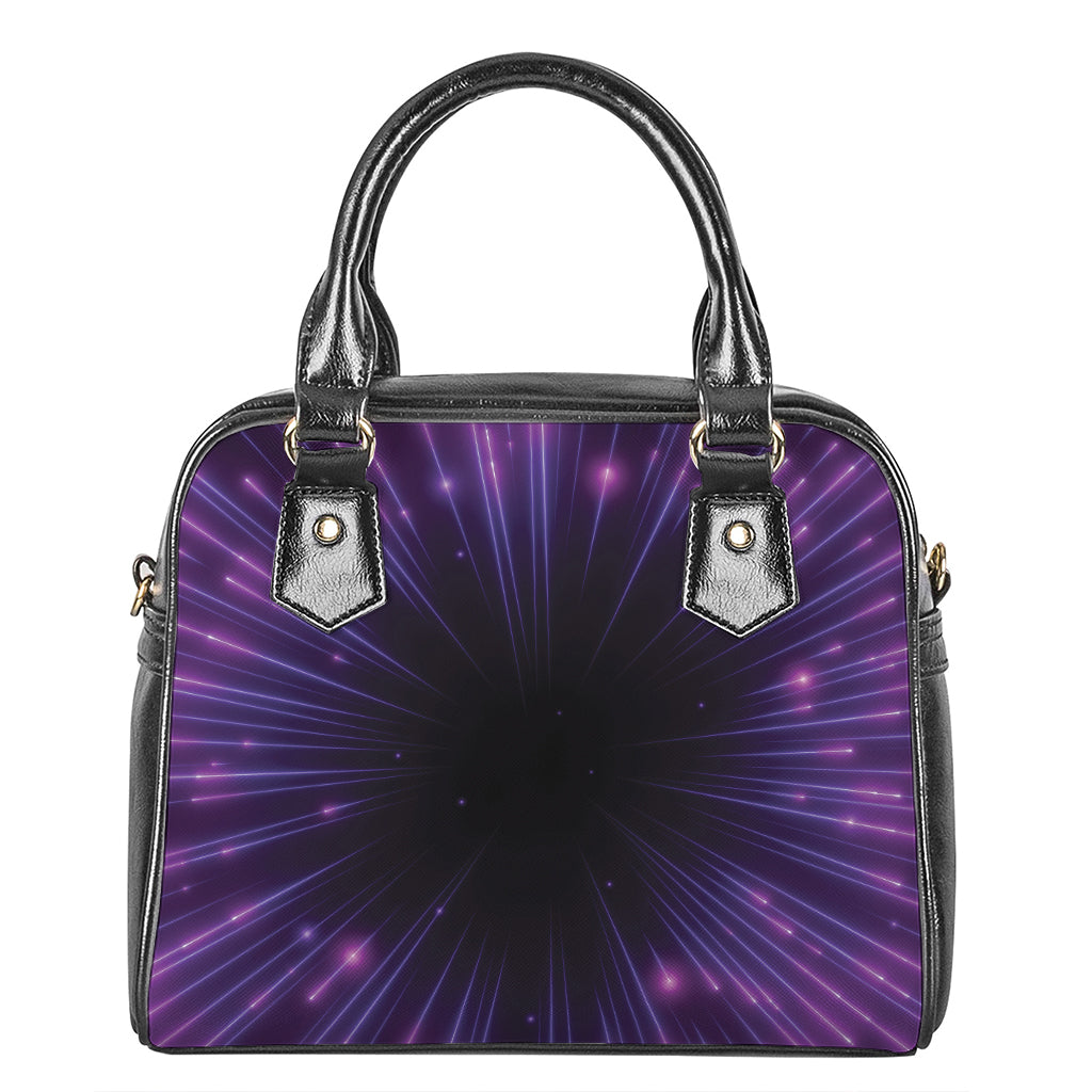 Purple Hyperspace Print Shoulder Handbag