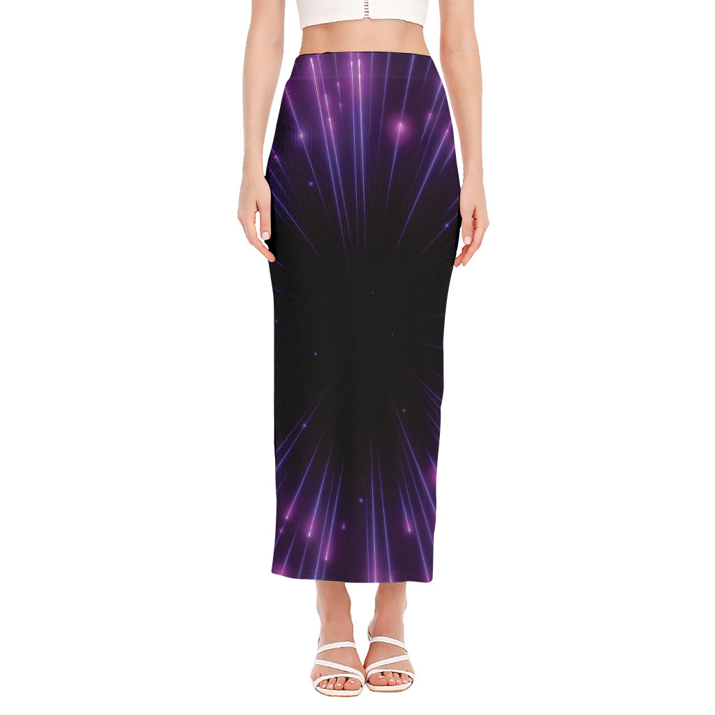 Purple Hyperspace Print Side Slit Maxi Skirt