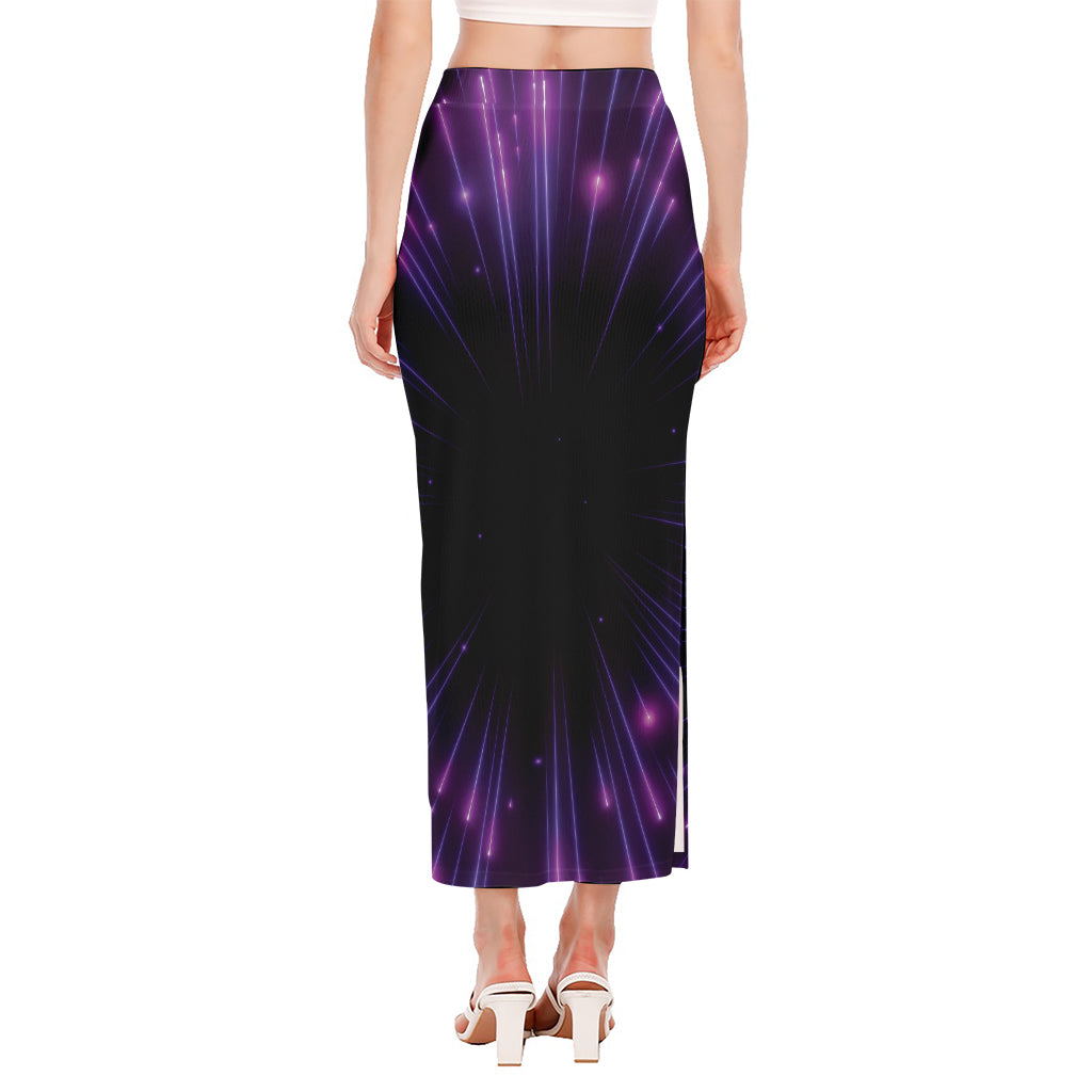 Purple Hyperspace Print Side Slit Maxi Skirt