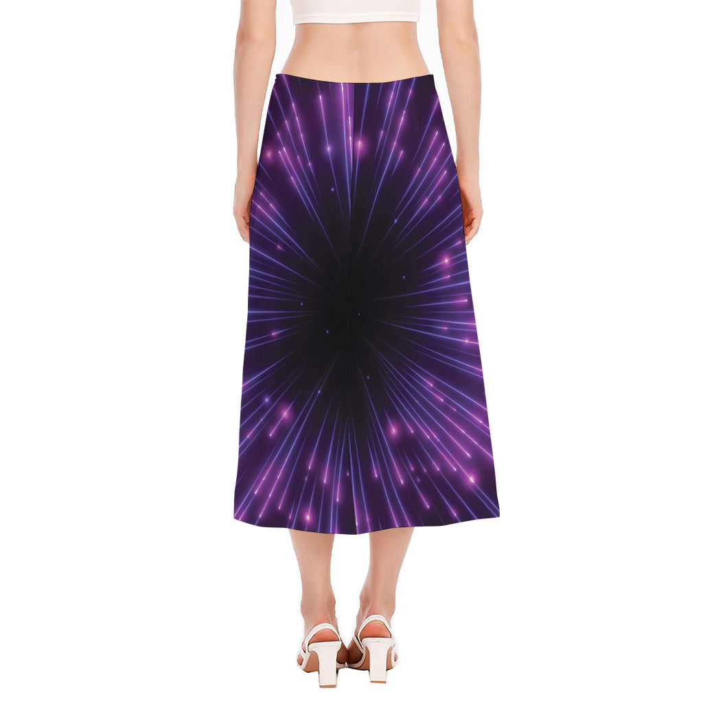 Purple Hyperspace Print Side Slit Midi Skirt