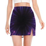 Purple Hyperspace Print Side Slit Mini Skirt