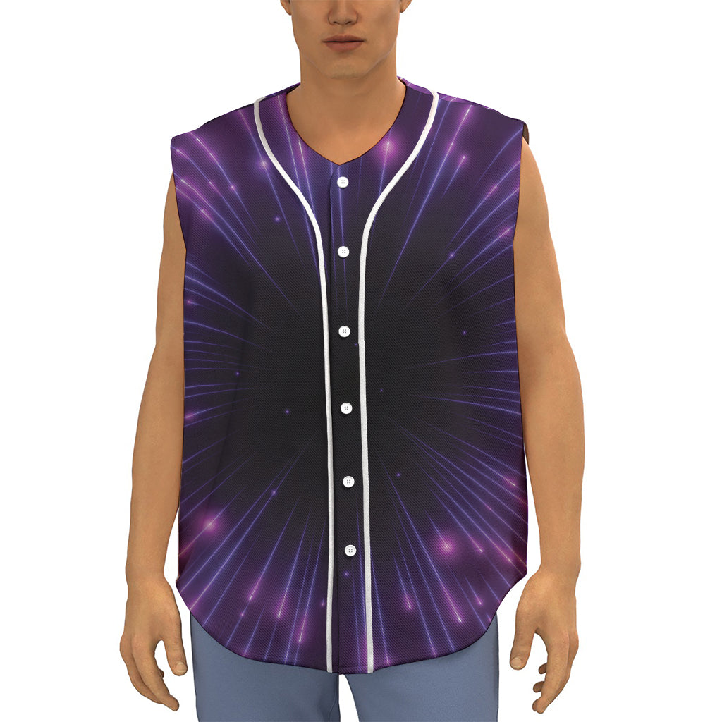 Purple Hyperspace Print Sleeveless Baseball Jersey