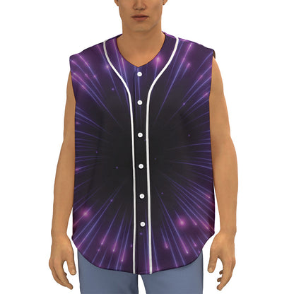 Purple Hyperspace Print Sleeveless Baseball Jersey