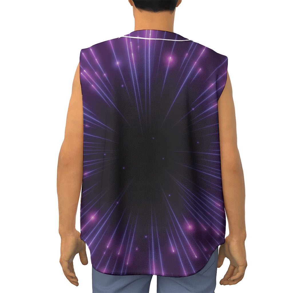 Purple Hyperspace Print Sleeveless Baseball Jersey