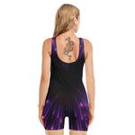 Purple Hyperspace Print Sleeveless One Piece Swimsuit