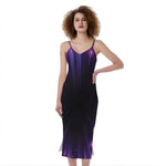 Purple Hyperspace Print Slim Fit Midi Cami Dress