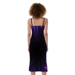 Purple Hyperspace Print Slim Fit Midi Cami Dress