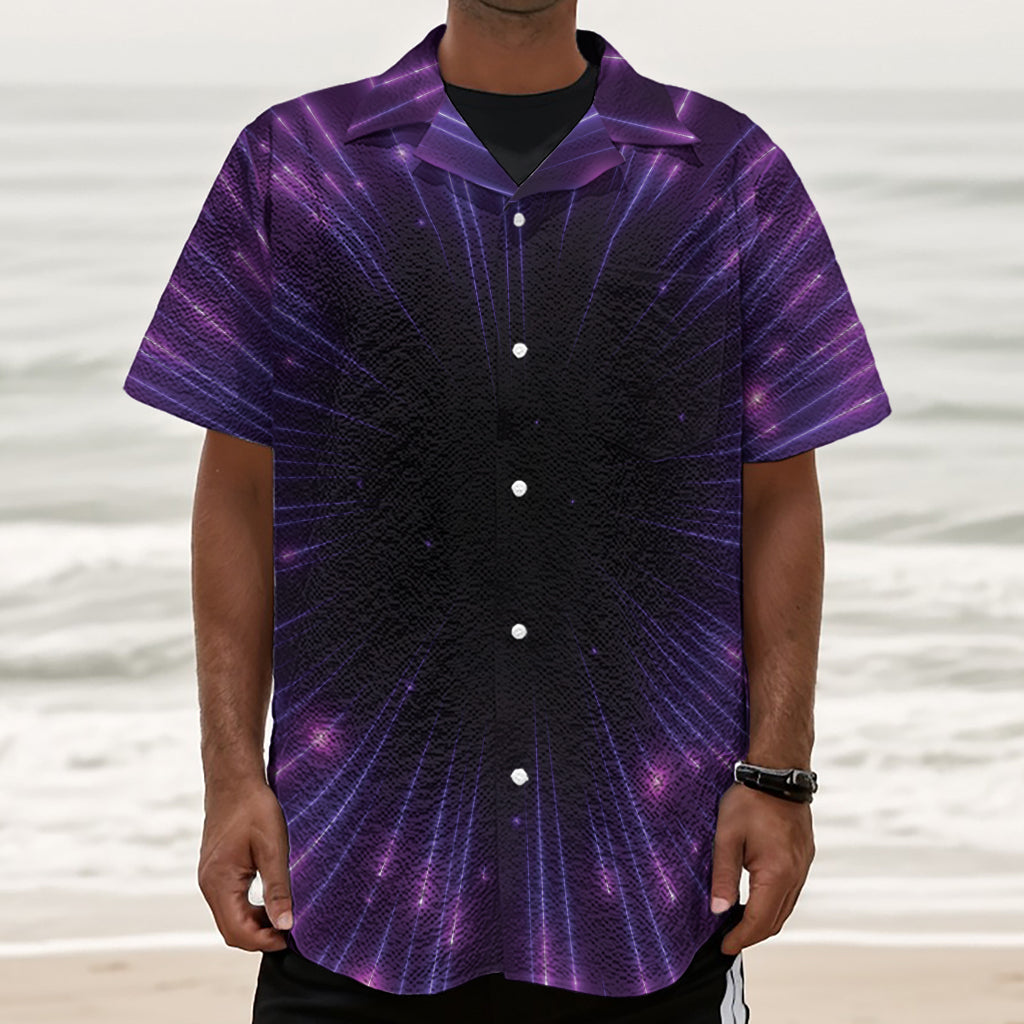 Purple Hyperspace Print Textured Short Sleeve Shirt