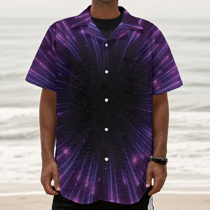 Purple Hyperspace Print Textured Short Sleeve Shirt