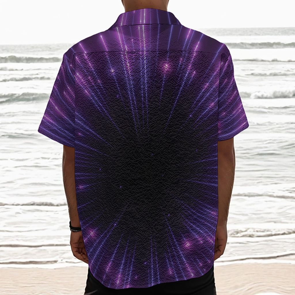 Purple Hyperspace Print Textured Short Sleeve Shirt