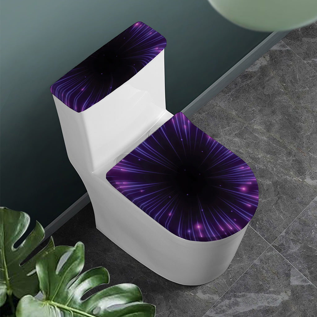 Purple Hyperspace Print Toilet Lid And Tank Cover Set
