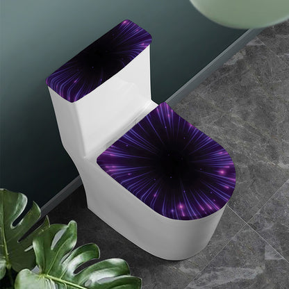 Purple Hyperspace Print Toilet Lid And Tank Cover Set