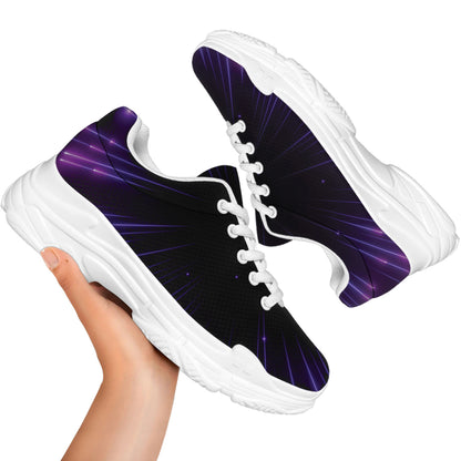 Purple Hyperspace Print White Chunky Shoes