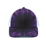Purple Hyperspace Print White Mesh Trucker Cap