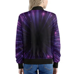 Purple Hyperspace Print Women's Bomber Jacket