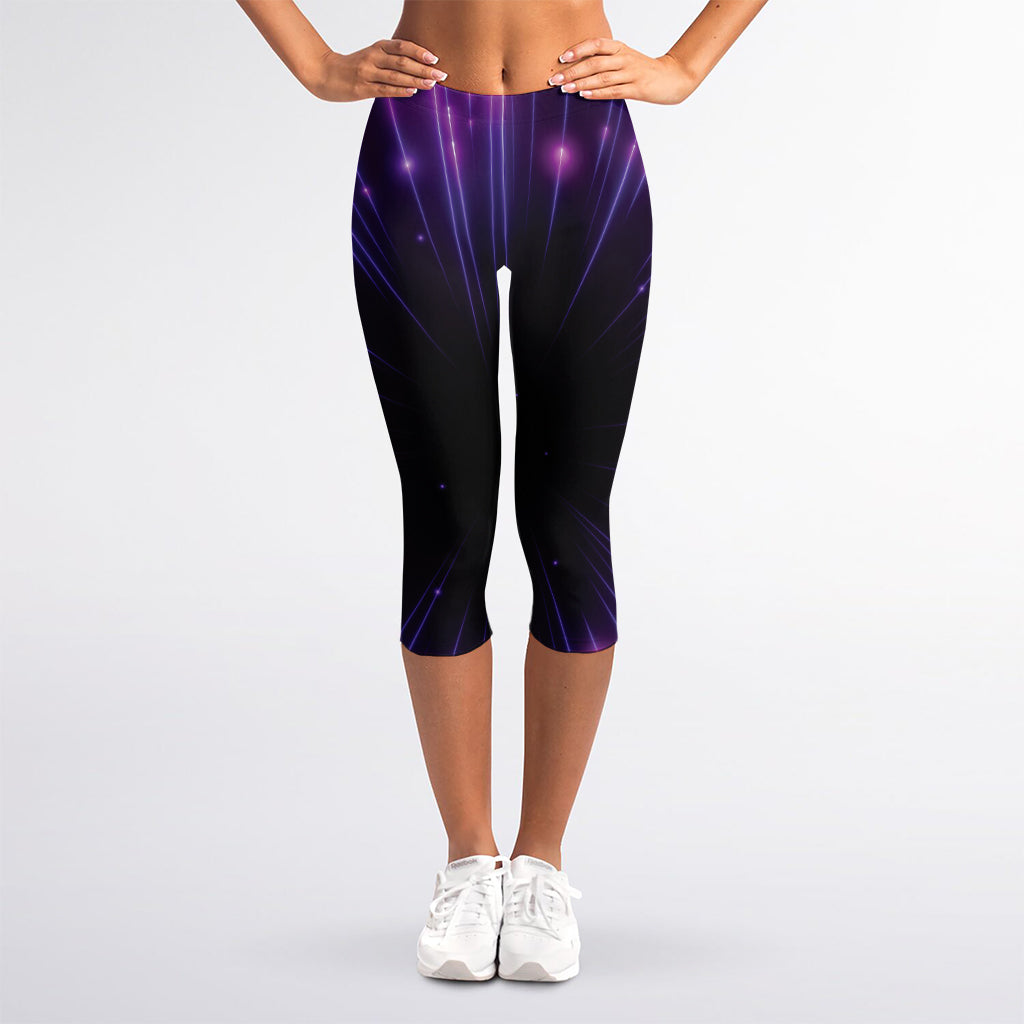 Purple Hyperspace Print Women's Capri Leggings